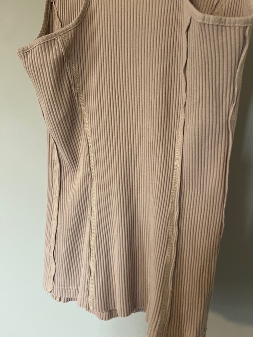 Women’s Tan Ribbed Henley Tank - Picture 4 of 4